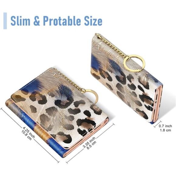 Small Slim RFID Card Wallets for Women Abstract Leopard - Picture 2 of 6